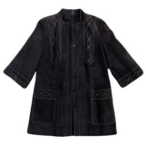 Vintage JHA-JHA Black Suede Coat 3/4 Sleeve